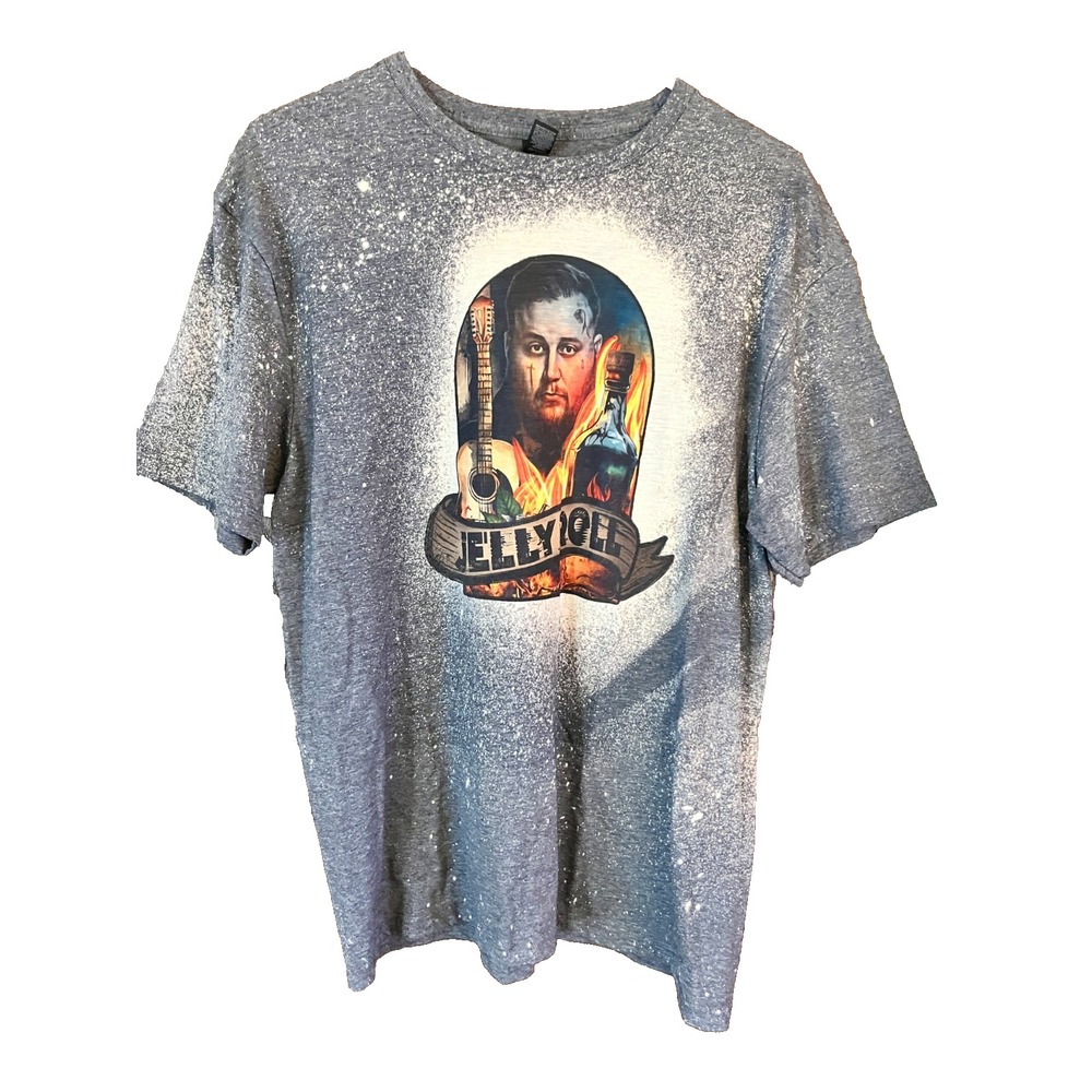 Jelly Roll Bleach Splatter Graphic Tee Men's Large Gildan Softstyle T-Shirt